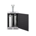 Zephyr Presrv outdoor kegerator with the door open, two faucet tap tower and two slim kegs installed.