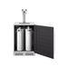 Zephyr Presrv outdoor kegerator with the door open, three faucet tap tower and slim kegs installed.