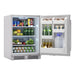 Zephyr Presrv 24-inch outdoor refrigerator door shelving holding a gallon jug, showing large-format in-door storage.
