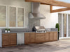 Zephyr Cypress 54-Inch Outdoor Wall Mount Range Hood Installed in Outdoor Kitchen with Telescopic Duct Cover