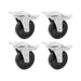Zephyr Presrv PRCAST-C001 caster kit, set of four black swivel casters with locking brakes and stainless mounting plates.
