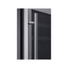 Zephyr Presrv PRHAN-C101 contemporary handle kit in stainless steel, shown installed on a Presrv glass door cabinet.