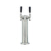 Zephyr PRKFK-02SSC two faucet stainless steel kegerator tap tower with black tap handles on its mounting flange.