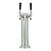 Zephyr Presrv PRKFK-02SSC two faucet stainless steel kegerator tap tower with black tap handles on its mounting flange.