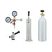 Contents of the Zephyr Presrv PRKFK-01SSC single tap kit: dual gauge CO2 regulator, D-style keg coupler, stainless tap tower and CO2 tank.