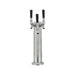 Zephyr Presrv PRKFK-03SSC three faucet stainless steel kegerator tap tower with black tap handles on its mounting flange.