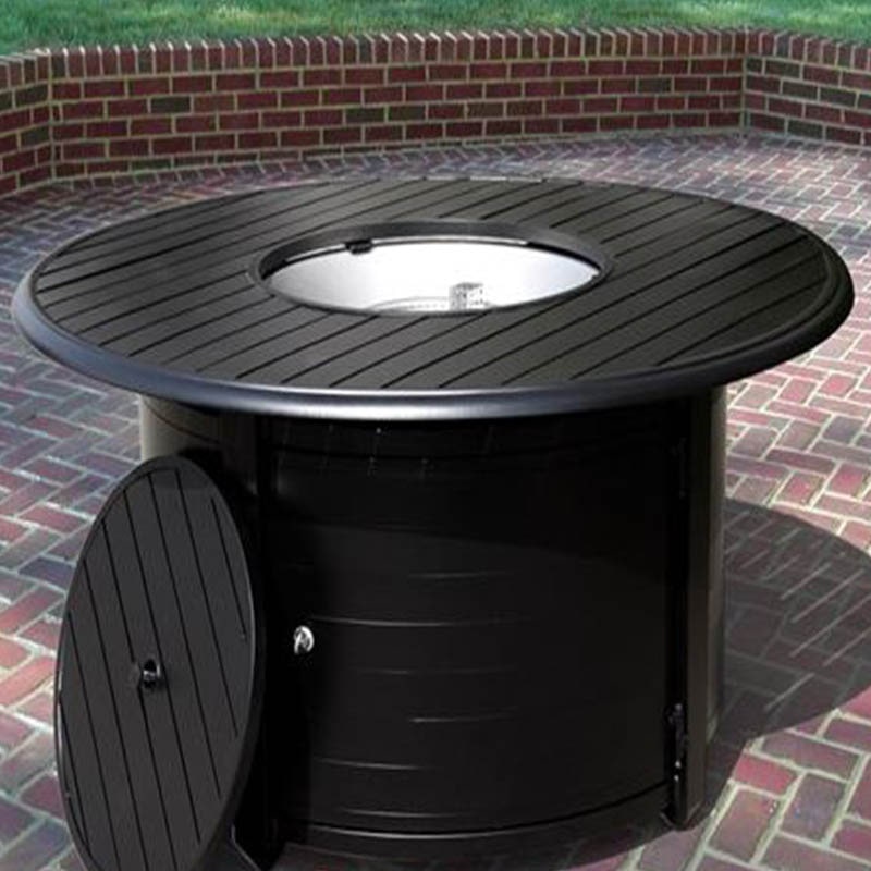 AZ Patio Round Slatted Cast Aluminum Fire Pit