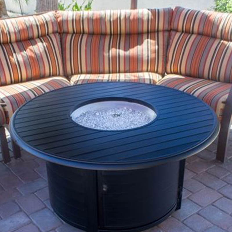 AZ Patio Round Slatted Cast Aluminum Fire Pit