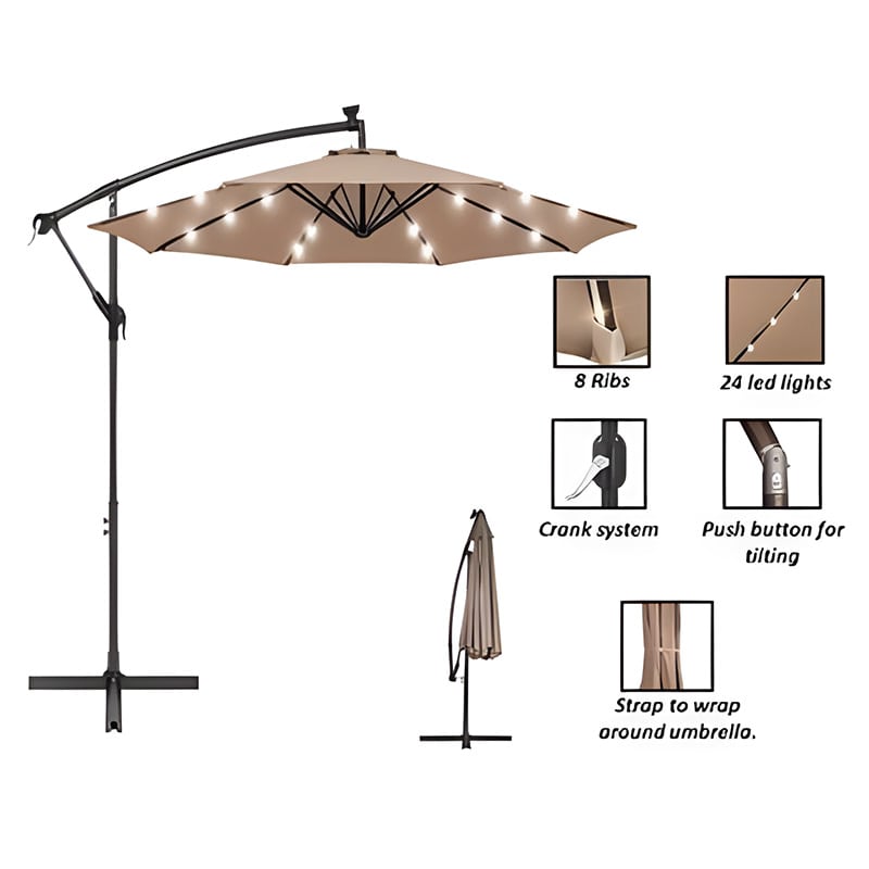 AZ Patio Heaters Offset Cantilever Umbrella with LED Lights