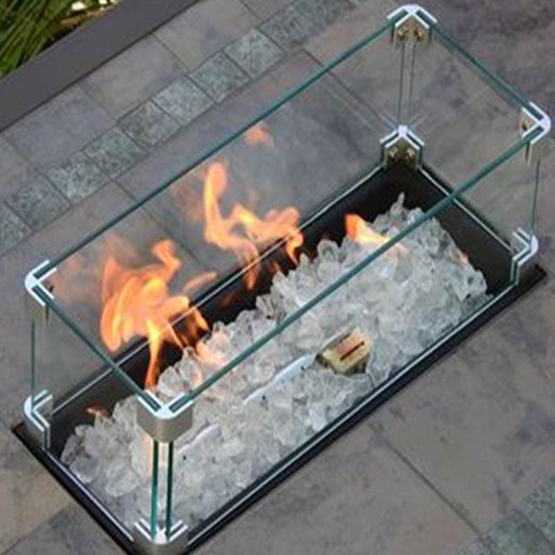 AZ Patio Heaters Rectangular Bar Height Tile Top Fire Pit with Wind Screen