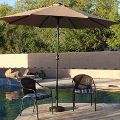 AZ Patio Heaters Solar Market Umbrella with LED Lights *Base Optional