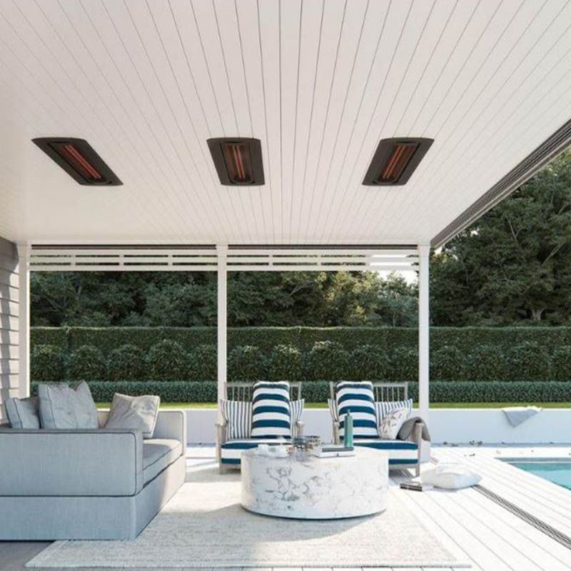 Bromic Tungsten Electric Heater Mounted on Ceiling in Black