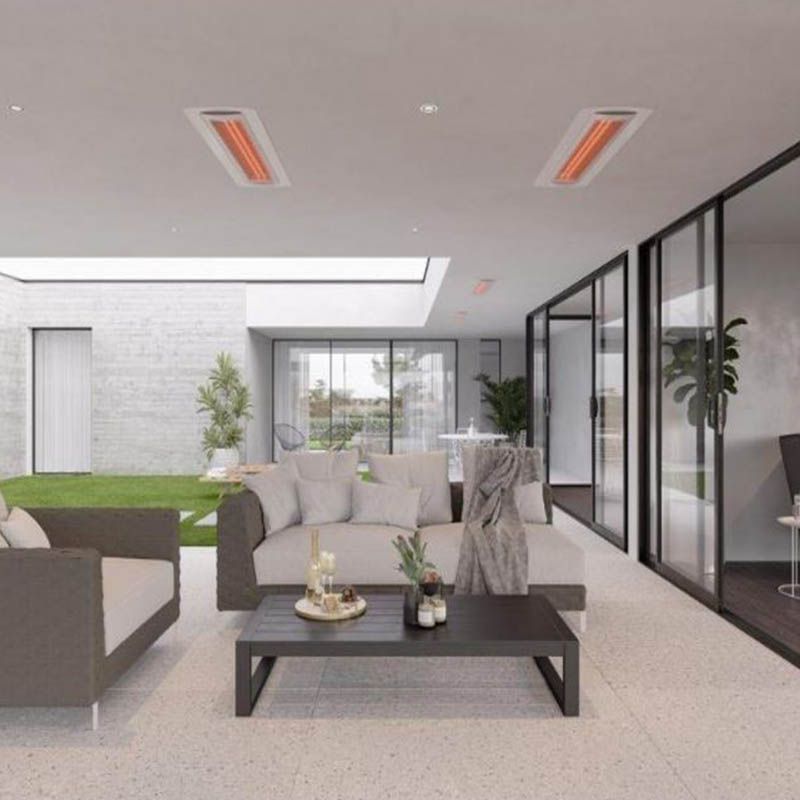 Bromic Tungsten Electric Heater Mounted on Ceiling in White