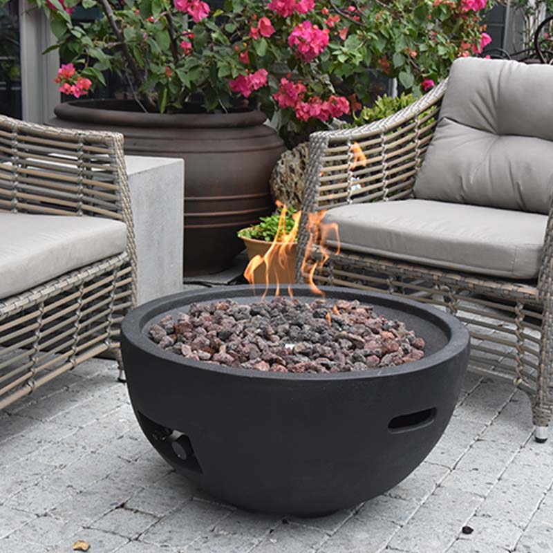 Modeno Jefferson Dark Gray Concrete Fire Bowl - 26 Inch on Patio