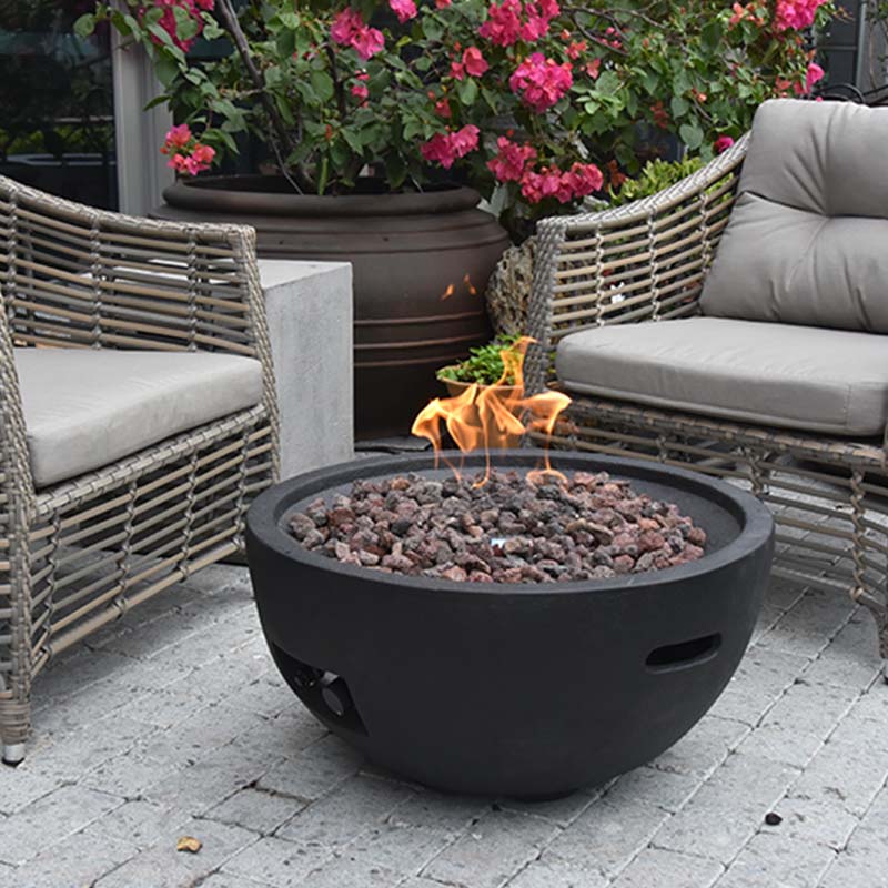 Outdoor fireplace with push-button ignition