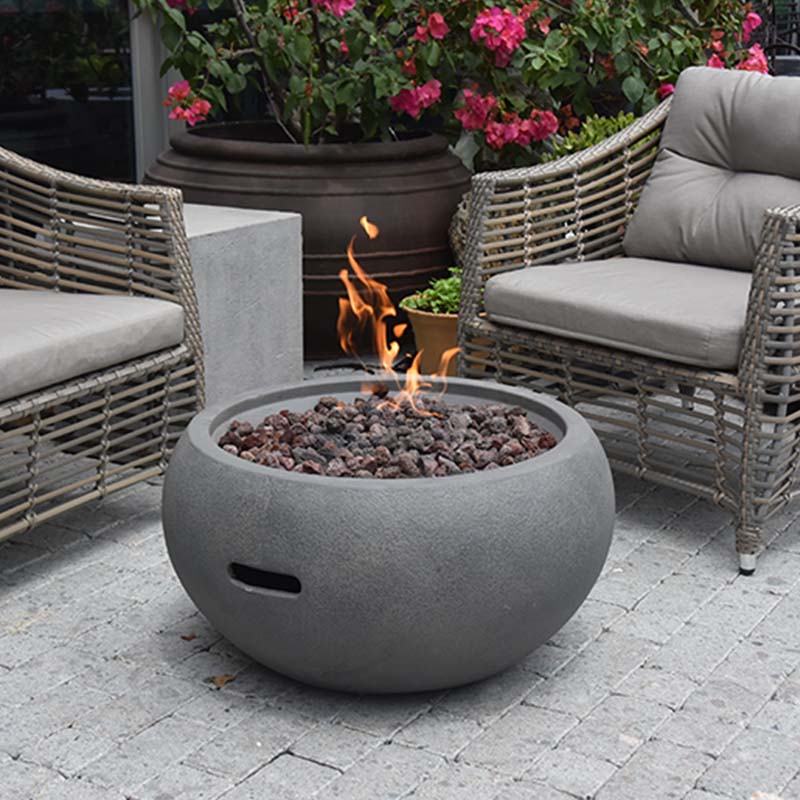 Modern outdoor fireplace with electronic ignition