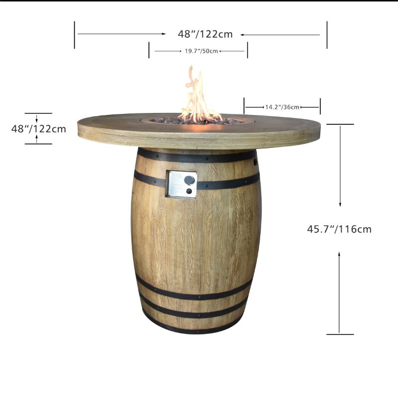 Large fire table for outdoor entertainment
