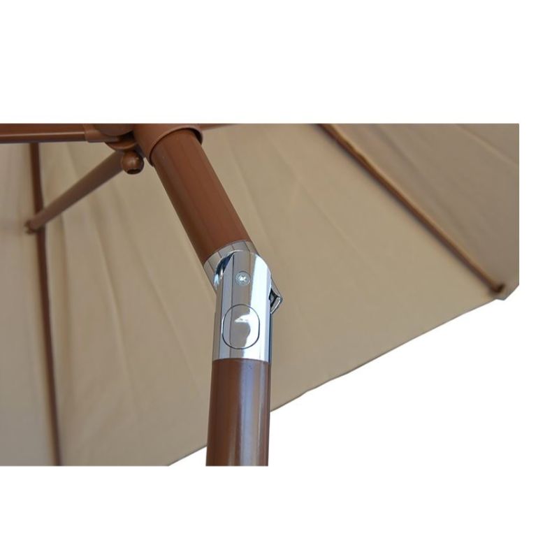 9' Outdoor Kitchen Umbrella Hand Crank and Tilt Beige Color with Stainless Sleeve