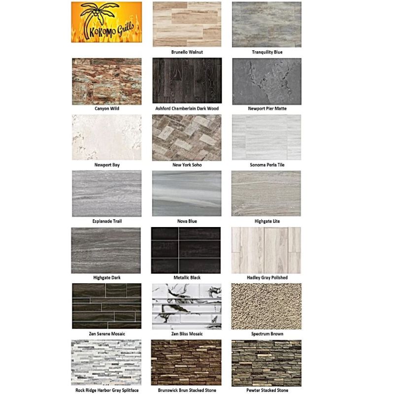 Kokomo BBQ Island Tile and Countertop options