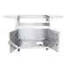 Freestanding cart with shelves and storage for grilling tools