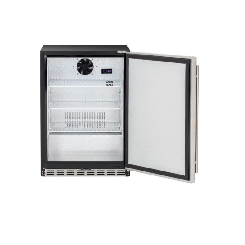 Outdoor rated refrigerator by Summerset Grills with right side hinge
