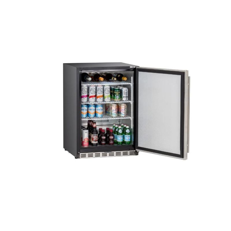 Outdoor refrigerator with adjustable shelves
